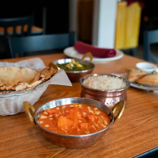 a variety of food items on a table