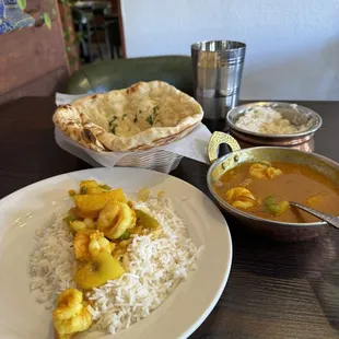 Shrimp Vindaloo and Garlic Naan