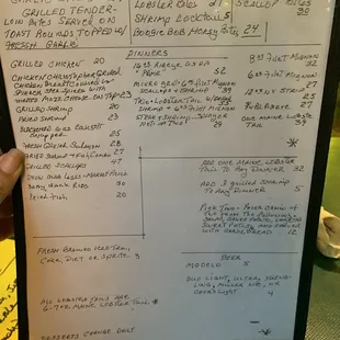 a menu