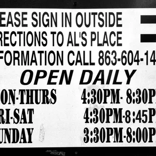 Posted hours.