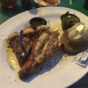 Trip.  Filet, shrimp, lobster tail