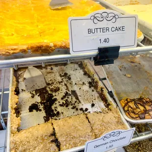 a variety of desserts on display