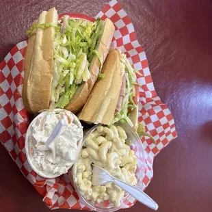 ham n cheese, macaroni salad and ambrosia