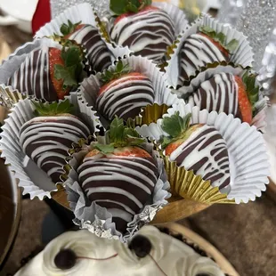 Chocolate covered strawberries. I ordered 12 and they threw in 4 extra!