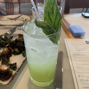 Cucumber vodka drink with basil