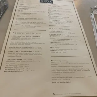 a menu on a table