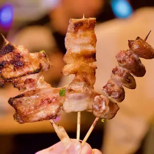 Wing, pork belly, heart