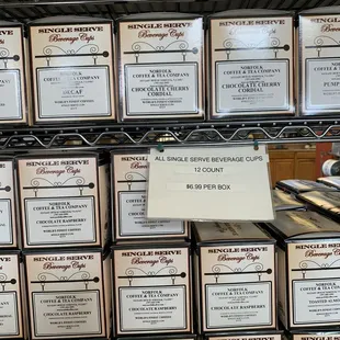 boxes of coffee and tea