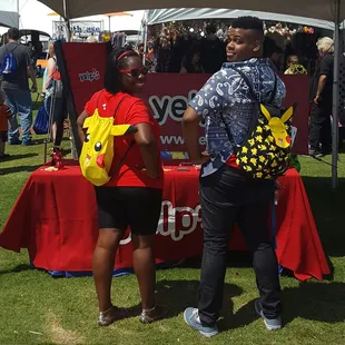 Pickachu Bags at the Yelp Table. #Swag