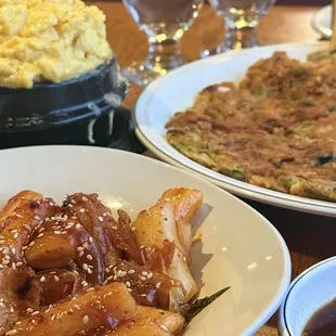 Tteok-bokki Seafood pancake Steamed egg