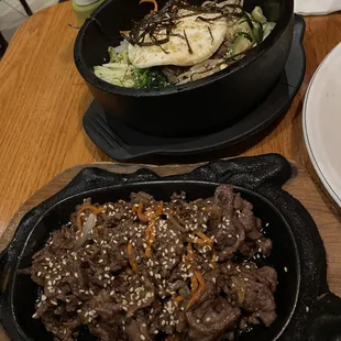 beef bulgogi and stone pot bibimbap