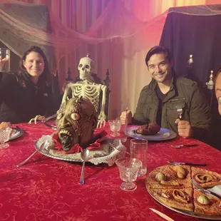 They had a special section for photo ops. Creepy dinner party with almost fresh cuisine!