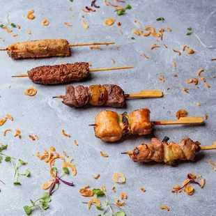 YAKINORI.  Chicken meatball Wagyu meatball Wagyu beef Chicken thigh Pork belly