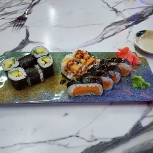 Avocado roll and sweet potato roll