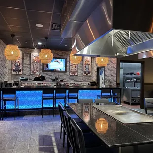 interior, sushi and sashimi