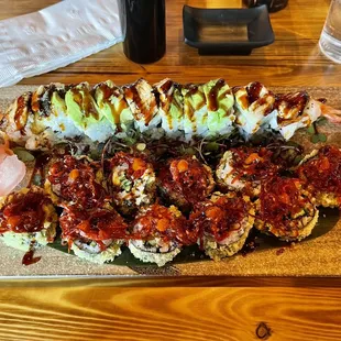 Godzilla and Jalapeño Bomber rolls