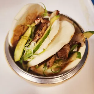 an overhead view of a bowl of ramen
