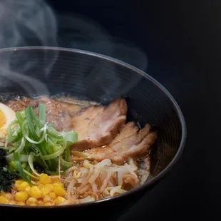 a steaming bowl of ramen