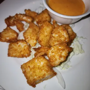 a plate of fried tofu