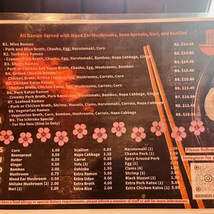 menu