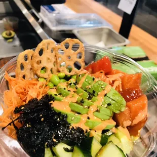 Salmon and Tuna Poke Bowl.