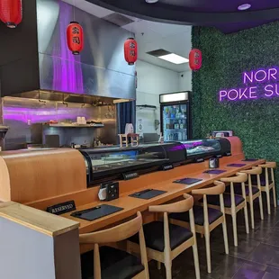 interior, sushi and sashimi