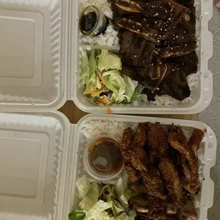 top: Kalbi - Beef Short Rib bottom: Chicken &amp; Chicken Katsu