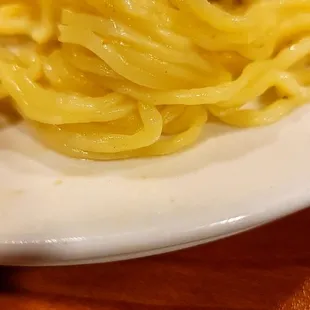Clump of noodles from tasteless tonkotsu.