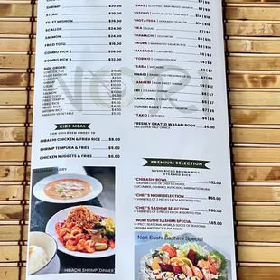 Menu as of October 2022