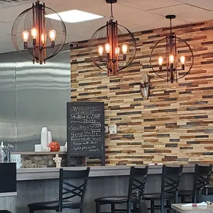Beautiful lightning and wall background at counter near kitchen.  Monday 11/6/2023