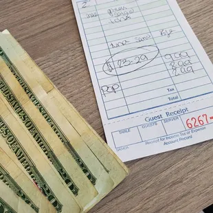 Bill for My sister and I. Food was priced reasonable especially with a small Greek Salad that actually was large portion.  Monday 11/6/2023