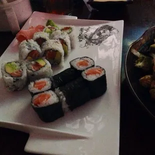 Alaska roll and a salmon roll (I call is a Seattle roll)