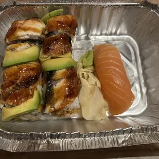 Dragon Maki and Salmon Nigiri