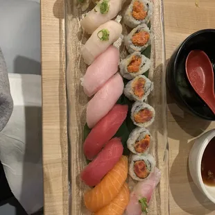 Nigiri and spicy tuna maki