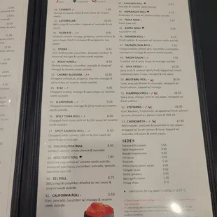 the menu