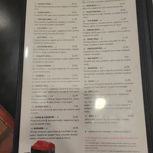 the menu