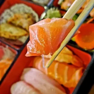 BB4. Sushi and Sashimi Bento Box heaven on earth. Check out the salmon!  Delicious!!!