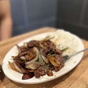 S13. Mongolian Beef Over Rice