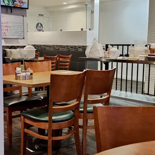 tables and chairs in a restaurant