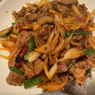 Szechuan Style Fried Lamb Slices