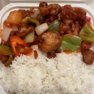 S05. Sweet & Sour Pork Over Rice