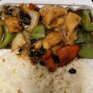 S17. Cod Fillet with Black Bean Sauce Over Rice