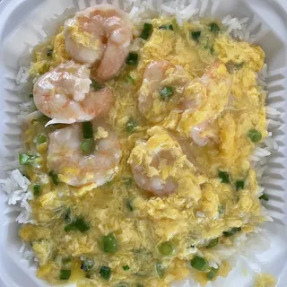 S19. Shrimp with Scrambled Egg Over Rice