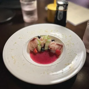 Blueberry smoked hamachi