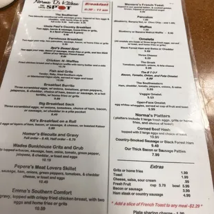 a menu on a table
