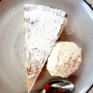 a slice of pie and a scoop of ice cream