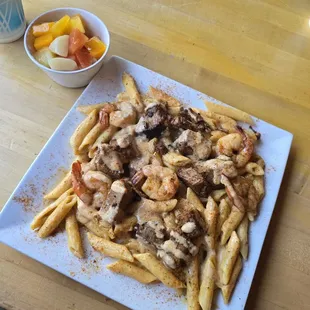 Cajun shrimp and brisket