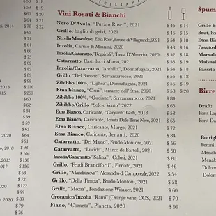 Wine menu