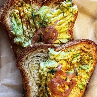 two halves of a sandwich