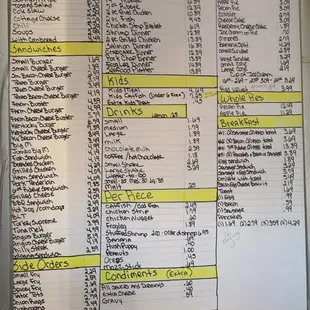 Norman McDonalds Menu